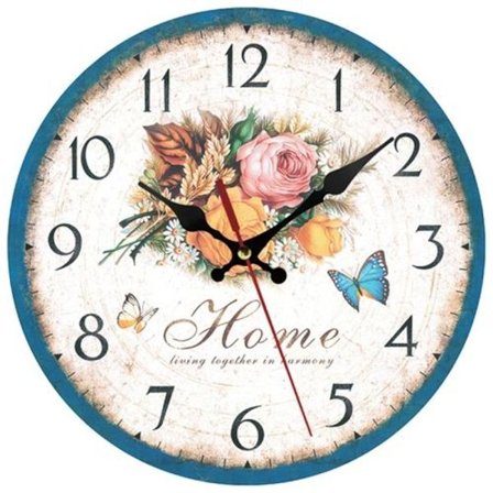 Dekorativt rundt trævægur til stue og soveværelse (stil 8)