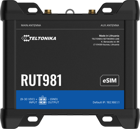 TELTONIKA RUT981 4G-ruter, Telit-modul 4G Cat4, 2 SIM, WiFi, I/O, eSIM