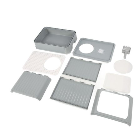 Lukket kattedo stor skuff lekkasjesikker innendørs grå kattunge toalett