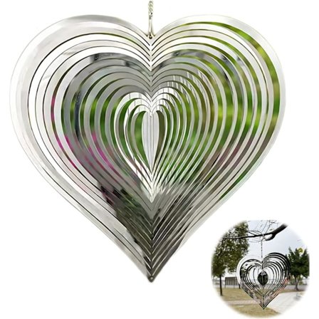 1 stk. hjerteformet udendørs vindspil, metal vindspil, plet