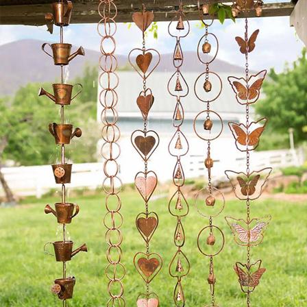 Wind Chimes Stål Blad Regnkedja Regnkedja Fjäril Hjärtformad metall 5 pieces a set Retro gold