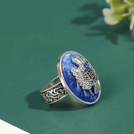 1. Blå The Vampire Diaries Vintage Familievåben Ringe Ferie DIY Dekorationer