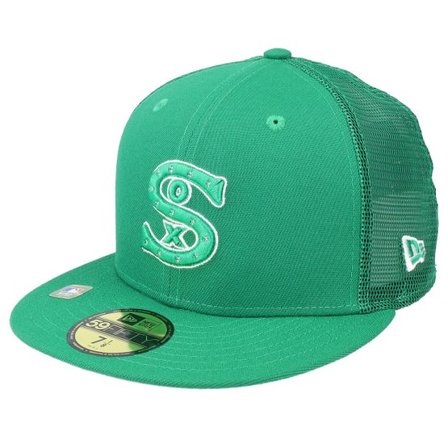 New Era - MLB Grön trucker Keps - Chicago White Sox MLB St Pats 59FIFTY Green Mesh Fitted @ Hatstore