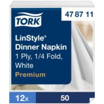 SERVIETT LINSTYLE HVIT 39X39