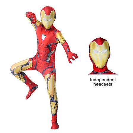 4-9 år Barn Marvel Avengers Iron Man Cosplay Party Kostyme Jumpsuits + hodeplagg Fancy Dress Antrekk Sett Gaver
