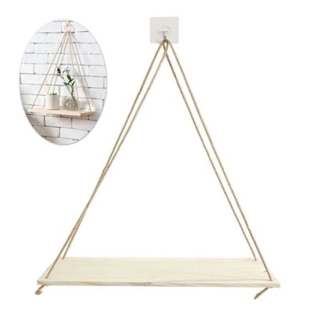 TD Vägghängande Hylla Trävägg Flytande hyllor Rep Hyllor Rep för vardagsrum Kök Badrum, L 45x14x0,85c