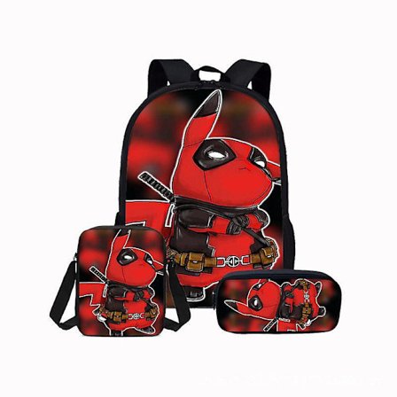 Pokmon Pikachu Primary And Secondary School Theme School Bag 3-piece Set Computer Bag Messenger Bag Pencil Case