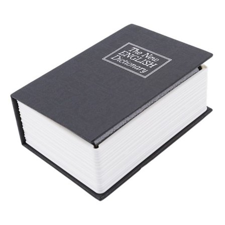 Liten bok-safe med nøkkellås, ordbok-distraksjon hemmelig bok-safe, svart