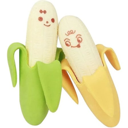 Kawaii Banan Frukt Suddgummi, Mini Nyhet Frukt Gummi Giftfri Färgad Blyertspenna Suddgummi Set Student Kontorsmaterial Skolmaterial Barn Presenter Kul