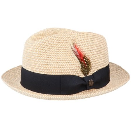 Jaxon & James - Beige straw Chapeau - Pinch Crown Toyo Braided Natural/Black Trilby @ Hatstore