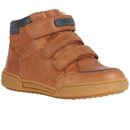 Geox Pojkar Vaxat Läder Sneakers 3 UK Cognac/Blå