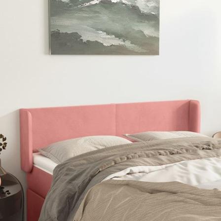 Vidaxl Huvudgavel Med Kanter Rosa 147x16x78/88 Cm Sammet Rosa