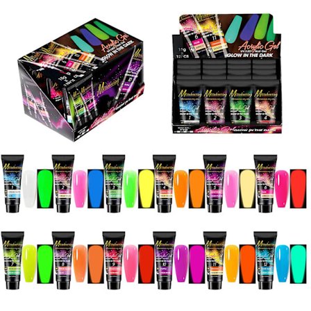 12 Färger Poly Nail Extension Gel Polish Set Självlysande Solid Färg Neon Gel Nagelkonst Design Nybörjarkit Gåva