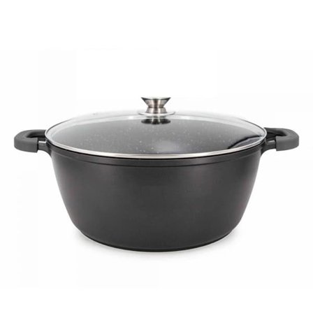 Gryta med marmorbeläggning och glaslock - 24 cm