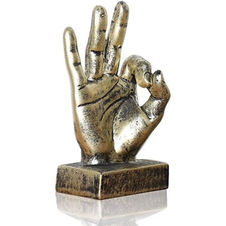Finger Gest Statyer Handskulptur Dekor Finger Staty Harts Skrivbordsdekorationer för Hem & Kontor - Gyllene, Ok Finger