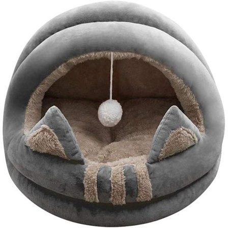 Kattehus Design Katteøre Kattehus med kattehul pompom fløjl