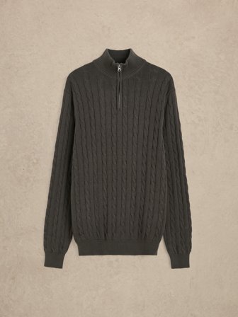 John Henric Men's Grüner Zip Pullover Regular Fit Size M