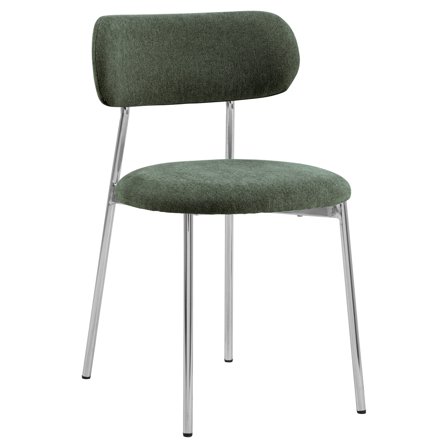 Halo Spisebordsstol, Krom, Grøn Stofpolstring - Komfortabel siddeoplevelse - Mål: 52x47,5x78cm - Perfekt til spisebordet - Stilfuldt design