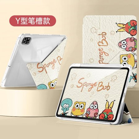 Fodral för iPad 2017/2018 9.7" Y-format Söt SvampBob Fyrkant Transparent