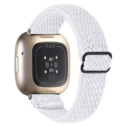Fitbit Sense / Versa 3 elastiskt klockarmband med justerbart spänne - Vit