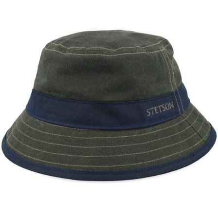 Stetson - Grön bucket Hatt - Waxed Cotton Wr Black/Olive Bucket @ Hatstore