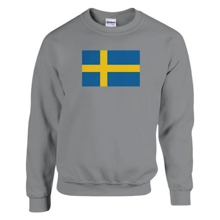 Sweatshirt - PIXELFORMA - Svenska flaggan - Grå - Långa ärmar - Rundad hals