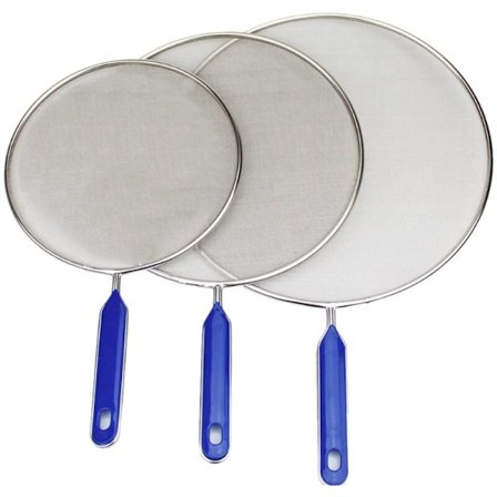 3-pakks fettstænkskjermer for matlaging i panne, rustfritt stålbeskyttelse, varmt skjerm for å stoppe hovedforbrenning