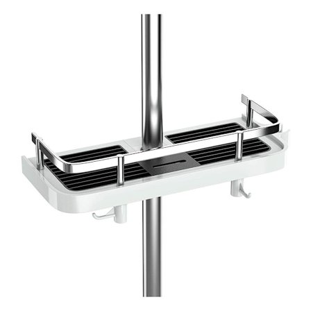 Dusjhylle uten boring Justerbar dusjhylle for dusjstang Baderomsoppbevaring med dusjholderhylle på dusjstang