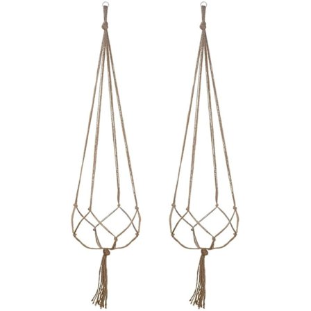 Naturlig Jute Växt Hängare Hemp Macrame Rep Blomkruka Växt