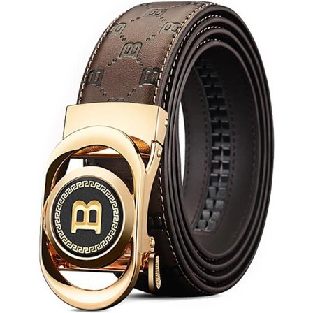 Kulebelte i kveg-skinn med klikk-spenne for menn - Mote, Business, Casual - Justerbar glidende automatisk spenne