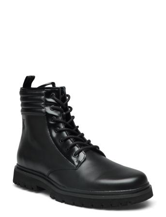 Eva Mid Laceup Boot Lth Støvletter Med Snøring Svart Calvin Klein*Betinget Tilbud
