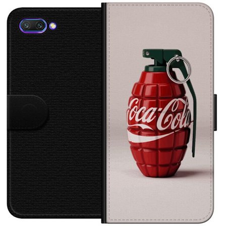 Kompatibel Tegnebogsetui til Honor Honor 10 Kunstnerisk illustration af Coca Cola granatæble i rødt og grønt, pop art inspireret motiv med legende