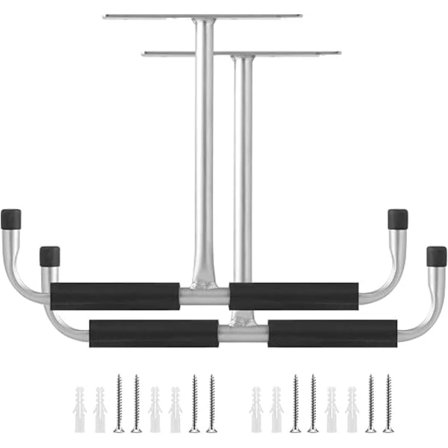 (pow yeah!) Navaris Vägg- och takkrok - 2-pack stora T-krokar - för garage, skjul, trädgård eller verkstad - upp till 40 kg - silver