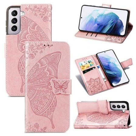 Samsung S21 lompakkokotelo PU-nahkainen 4-TASKUN Motif Butterfly