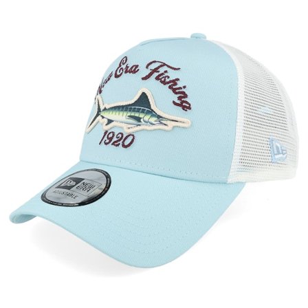 New Era - Blå trucker Kasket - Ne Fishing Mint/WHite A-Frame Trucker @ Hatstore