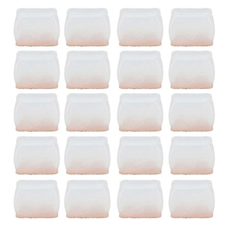 20 stk. stolebensbeskyttere til trægulve, gummi filt møbelpude betræk, ridsefri, støjsvag, transparent rektangel L