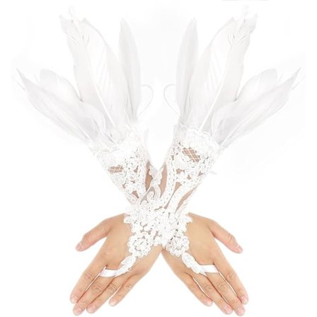 Dame Fjer Spids Lange Handsker Blonde Fingerhandsker Halloween Kostumefest Handsker Opera Cosplay Handsker