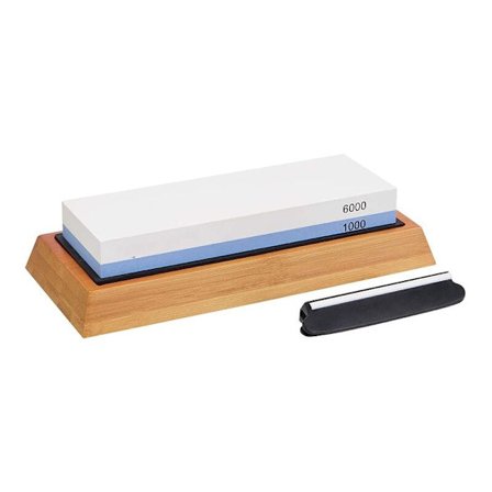 Basics Vandslibesten - Dobbeltsidet, 1000/6000 grit - skridsikker bambusbase, Fisker