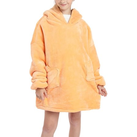 Stor pleddgenser, Sherpa Fleece gigantisk hettegenser, myk og varm pleddgenser med lomme foran for barn og tenåringer