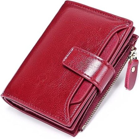Damplånbok Äkta Läder Smalt Myntfodral Mynt Kvinnor Blixtlås