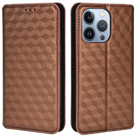 Auto Closing Magnetic Iphone 14 Pro Telefonfodral - Brun Brun