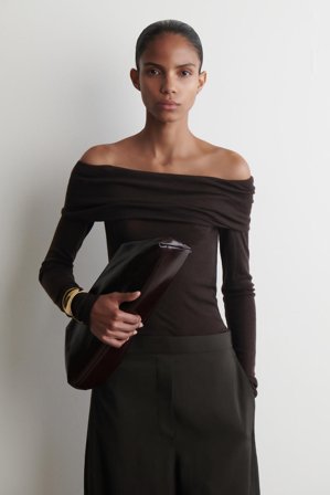 COS Femme Haut À Encolure Bardot En Laine Mérinos in Marron