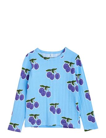Plum Aop Ls Tee T-shirts Long-sleeved T-shirts Blå Mini Rodini*Betinget Tilbud