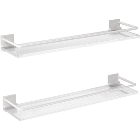 Akryl Baderom Flytende Hyller Sett med 2 Veggmonterte Hyller for Toalett Kjøkken Vaskerom Gårdshus Oppbevaringsrom Dekor Hvit