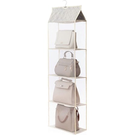 Hængende Opbevaringsorganisator til Håndtasker, til Opbevaring af Håndtasker, Foldbar Organiseringsholder til Tasker, Tøj og Sko (Beige)