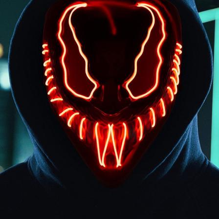 Coselena LED Halloween-maski 3 valotilassa | Demoninaamio | Halloween-asu pelottava naamio Red