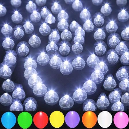 100 stk LED-ballonglys, mini runde ball-lys, vanntett tinn