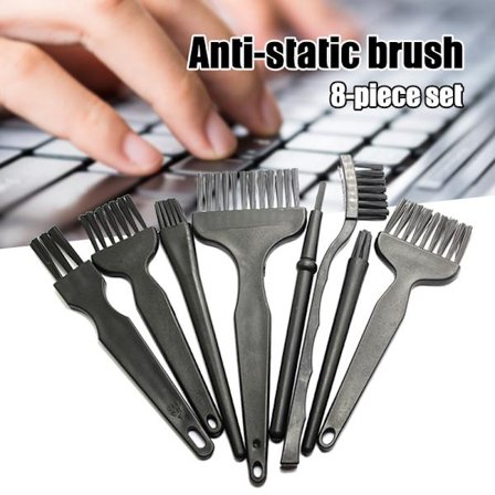 8st Litet bärbart plasthandtag Nylon Antistatiska borstar Datortangentbord Rengöringsborstesats