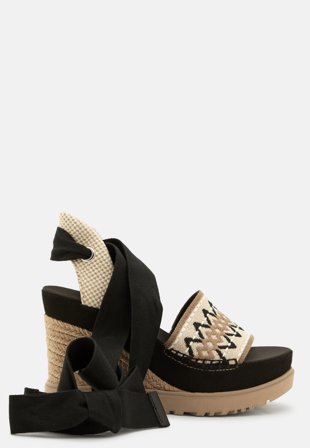 UGG Abbot Ankle Wrap Wedge Black Sko