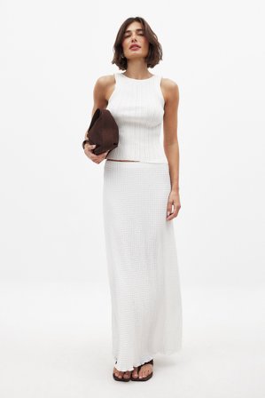 NA-KD Maxi Skirt - A-formet Nederdel - Hvid - XL